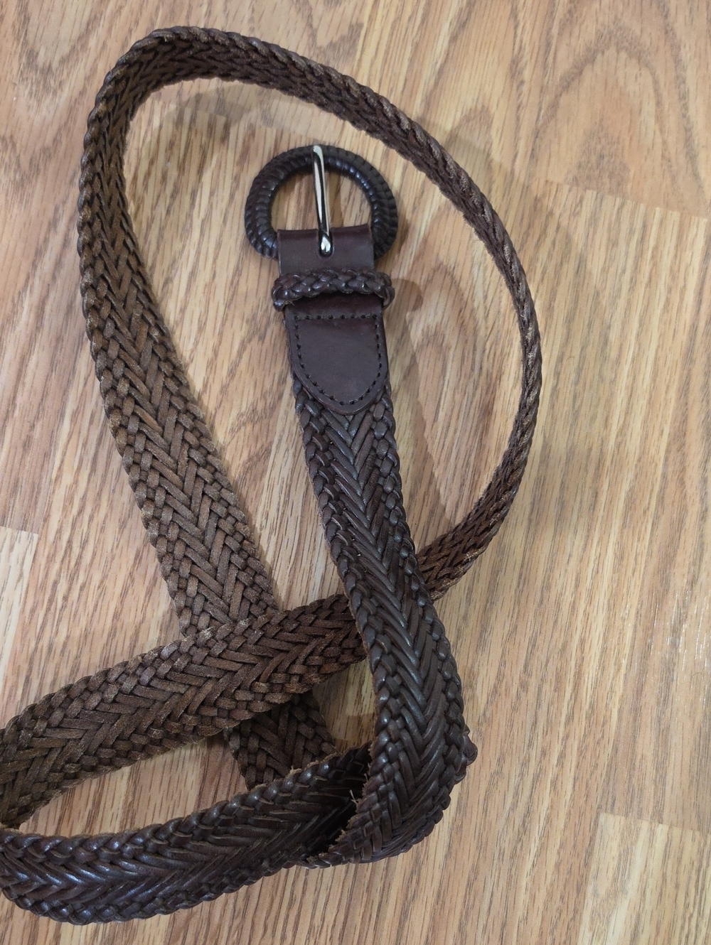 Talbots Braided Brown Leather Belt - Size L